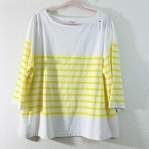 Lane Bryant 3/4 Sleeve Striped Top Women Size 18/20 White/Yellow